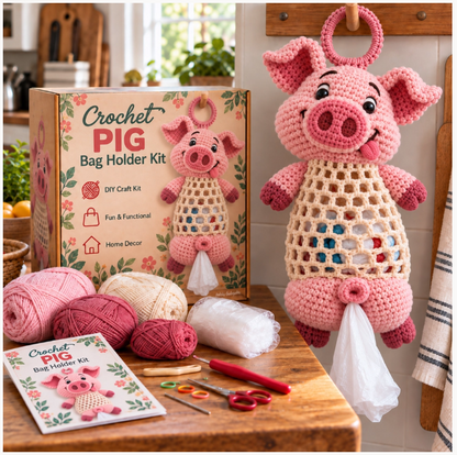 🐱 🌿Crochet Animal Bag Holder Diy Kit – Cute & Functional Hanging Storage Craft Kit 🐱 🌿