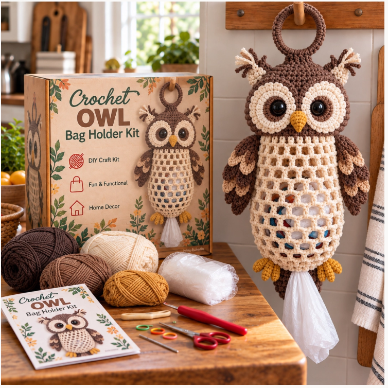 🐱 🌿Crochet Animal Bag Holder Diy Kit – Cute & Functional Hanging Storage Craft Kit 🐱 🌿