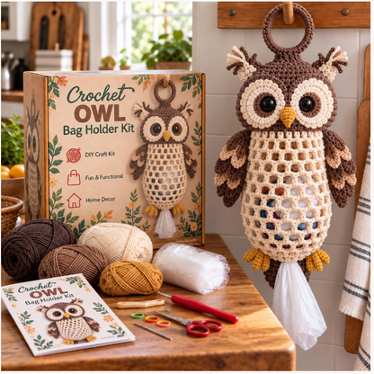 🐱 🌿Crochet Animal Bag Holder Diy Kit – Cute & Functional Hanging Storage Craft Kit 🐱 🌿