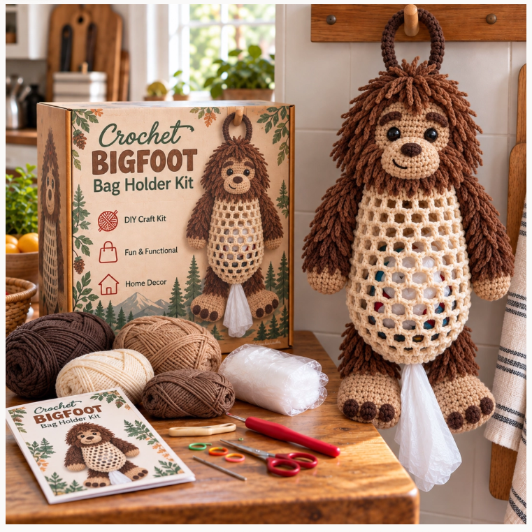 🐱 🌿Crochet Animal Bag Holder Diy Kit – Cute & Functional Hanging Storage Craft Kit 🐱 🌿