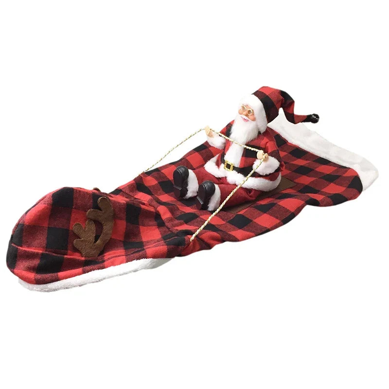 Santa riding dog Christmas costume lifestyle