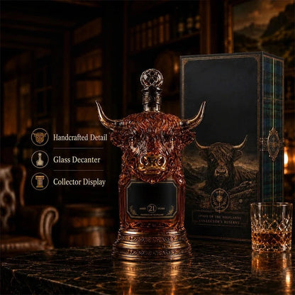 🔥 Limited-Time 50% OFF | Highland Cow Whiskey Decanter – Bold Horns, Intricate Detail & Rustic Charm | A Standout Gift for Whiskey Lovers 🐂