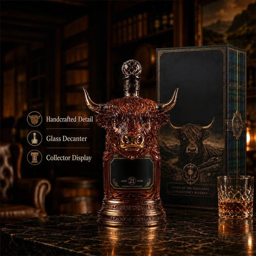 🔥 Limited-Time 50% OFF | Highland Cow Whiskey Decanter – Bold Horns, Intricate Detail & Rustic Charm | A Standout Gift for Whiskey Lovers 🐂