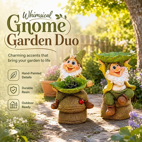 🍃 Birdie Butler Gnome™ — Whimsical Leaf Feeder Garden Statue
