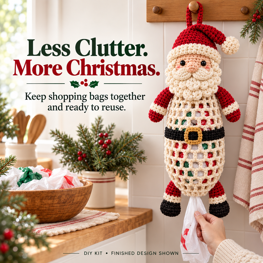 Christmas highland cow crochet bag holder kit