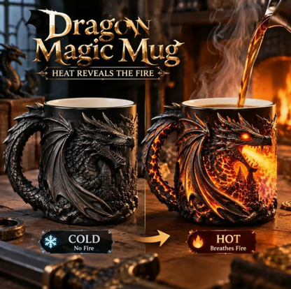 🔥 LAST DAY 50% OFF 🔥🐉 Awaken the Dragon™ – 3D Heat-Reveal Magic Mug with Color-Changing Fire & Sculpted Dragon Design 🔥☕✨