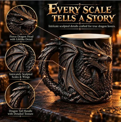 🔥 LAST DAY 50% OFF 🔥🐉 Awaken the Dragon™ – 3D Heat-Reveal Magic Mug with Color-Changing Fire & Sculpted Dragon Design 🔥☕✨