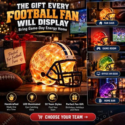 🔥 Handmade Football Helmet Lamp – LED Team Fan Cave Light with 32 Team Styles