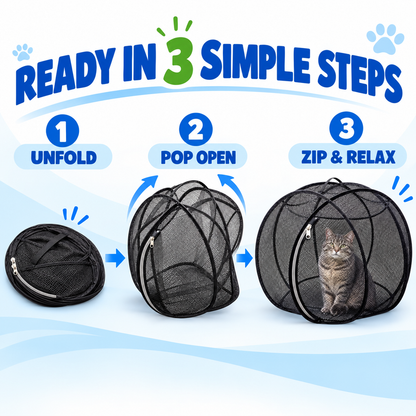🐱🌿 FreshAir Cat Haven™ – Pop-Up Mesh Playpen