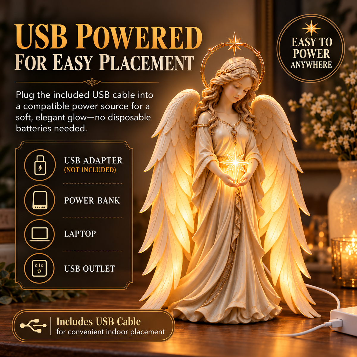 Gracefall Angel™ – Illuminated Guardian Angel Table Lamp