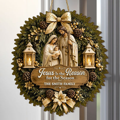 🎄 LIMITED-TIME CHRISTMAS SALE ✝️ Jesus Is the Reason for the Season™ – Personalized Wooden Door Sign | Meaningful Christian Christmas Decor & Family Gift 🎁