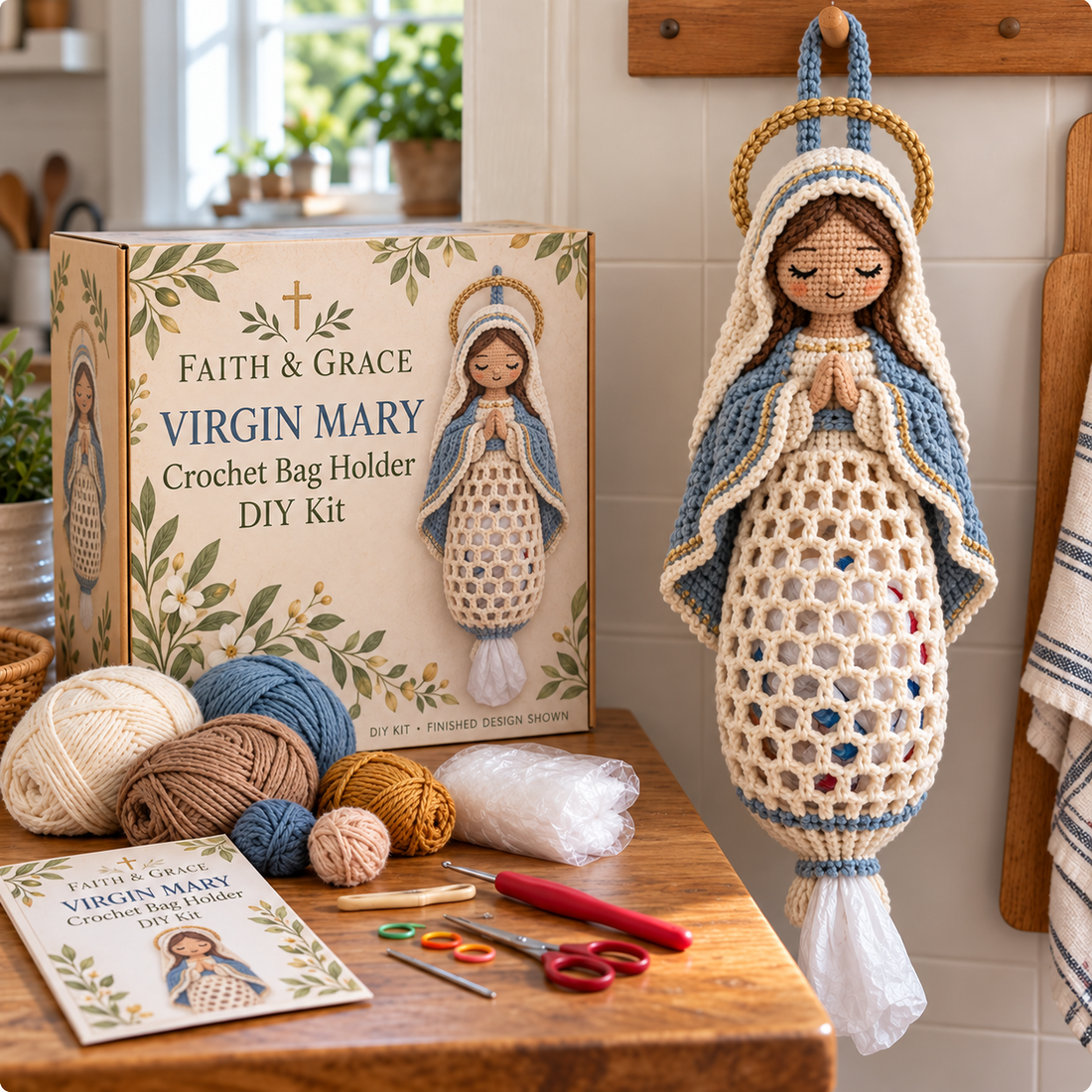 Jesus crochet bag holder