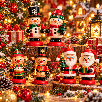 🔥 Limited-Time Christmas Sale | Classic Christmas Wooden Figurine Collection – 6-Piece Santa, Reindeer & Snowman Set
