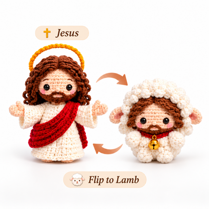 🙏✝️ Faithful Hands™ 2-in-1 Reversible Christian Crochet Kit – Jesus & Lamb, Angel & Sunflower, Mary & Lily | Meaningful DIY Faith Gifts ❤️
