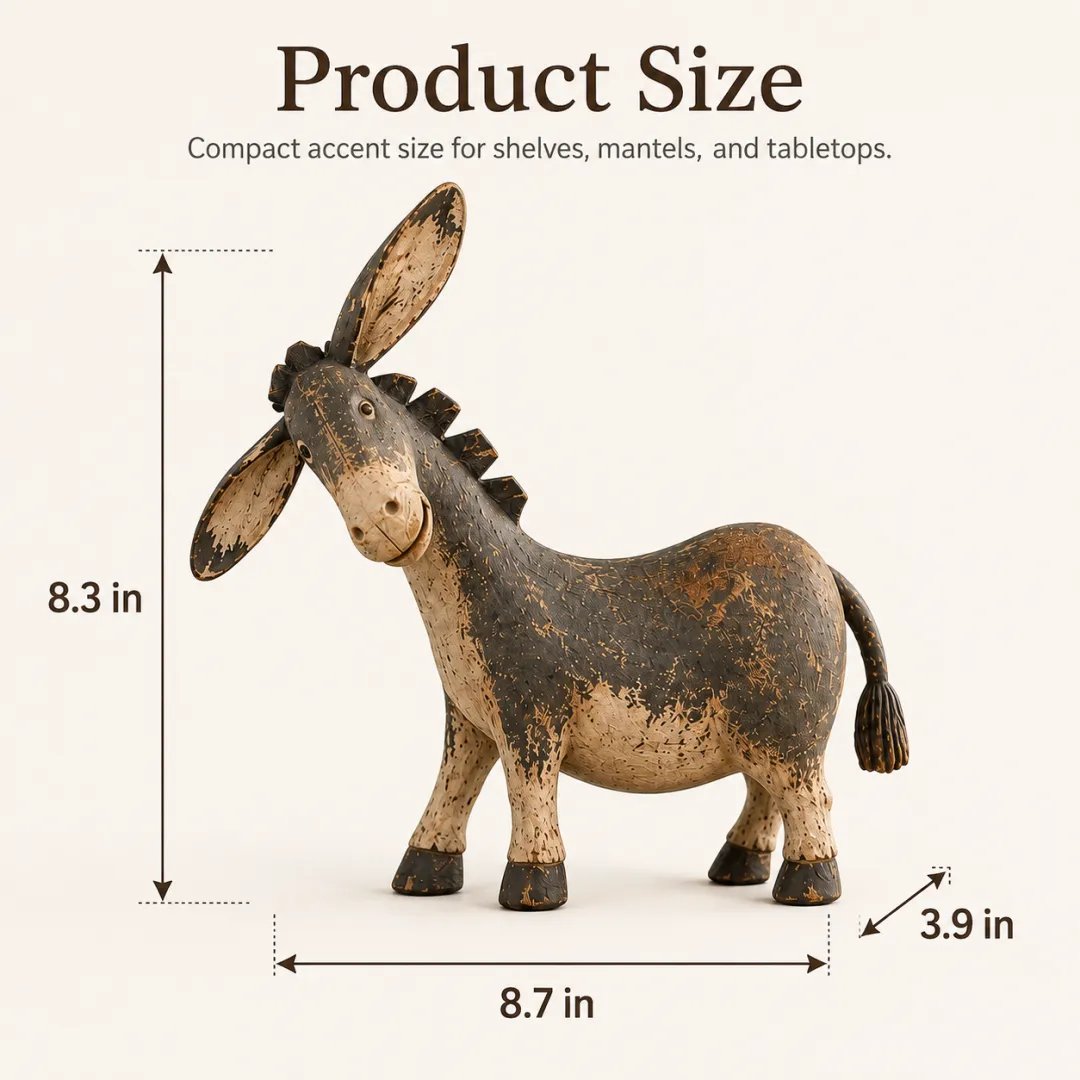 🔥 LIMITED-TIME 50% OFF 🤎 Rustic Donkey Figurine™ – Charming Farmhouse Shelf & Table Decor