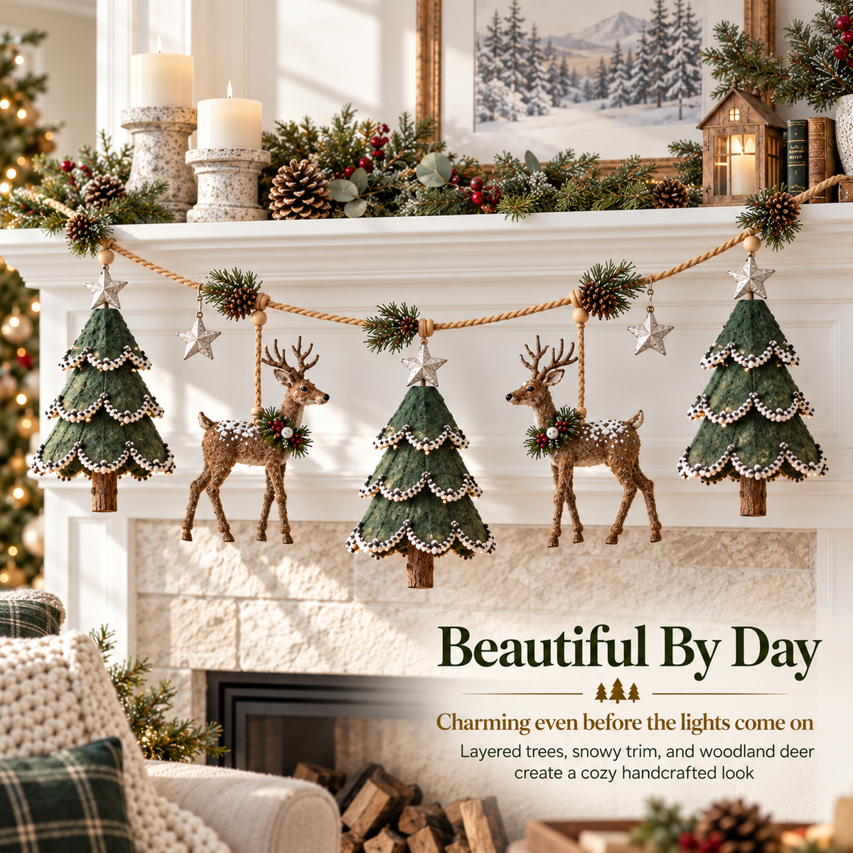 🎄 LIMITED-TIME 50% OFF | Lighted Woodland Christmas Garland™ – Enchanted Forest Holiday Decor with Warm Festive Glow