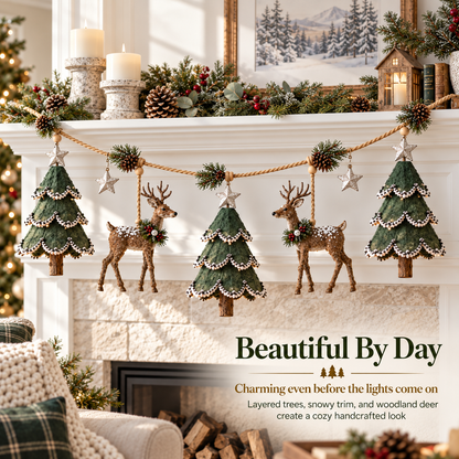 🎄 LIMITED-TIME 50% OFF | Lighted Woodland Christmas Garland™ – Enchanted Forest Holiday Decor with Warm Festive Glow
