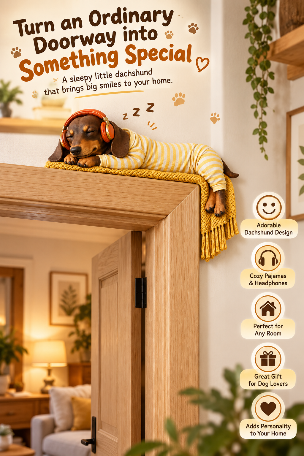 🎉2D Sleeping Dachshund Door Topper