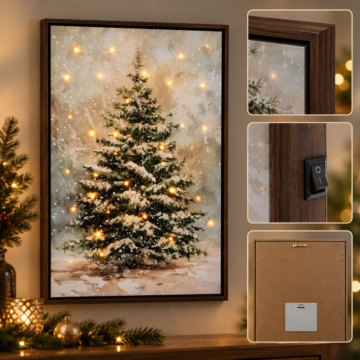 ✨Winter Woodland Light Wall Art LED Illuminated Canvas Decor for Living Room & Holiday Interior Styling
