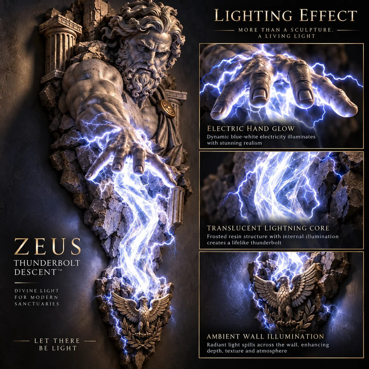 ⚡🌊 Mythological Sculpture Wall Lamp Collection 🏛✨