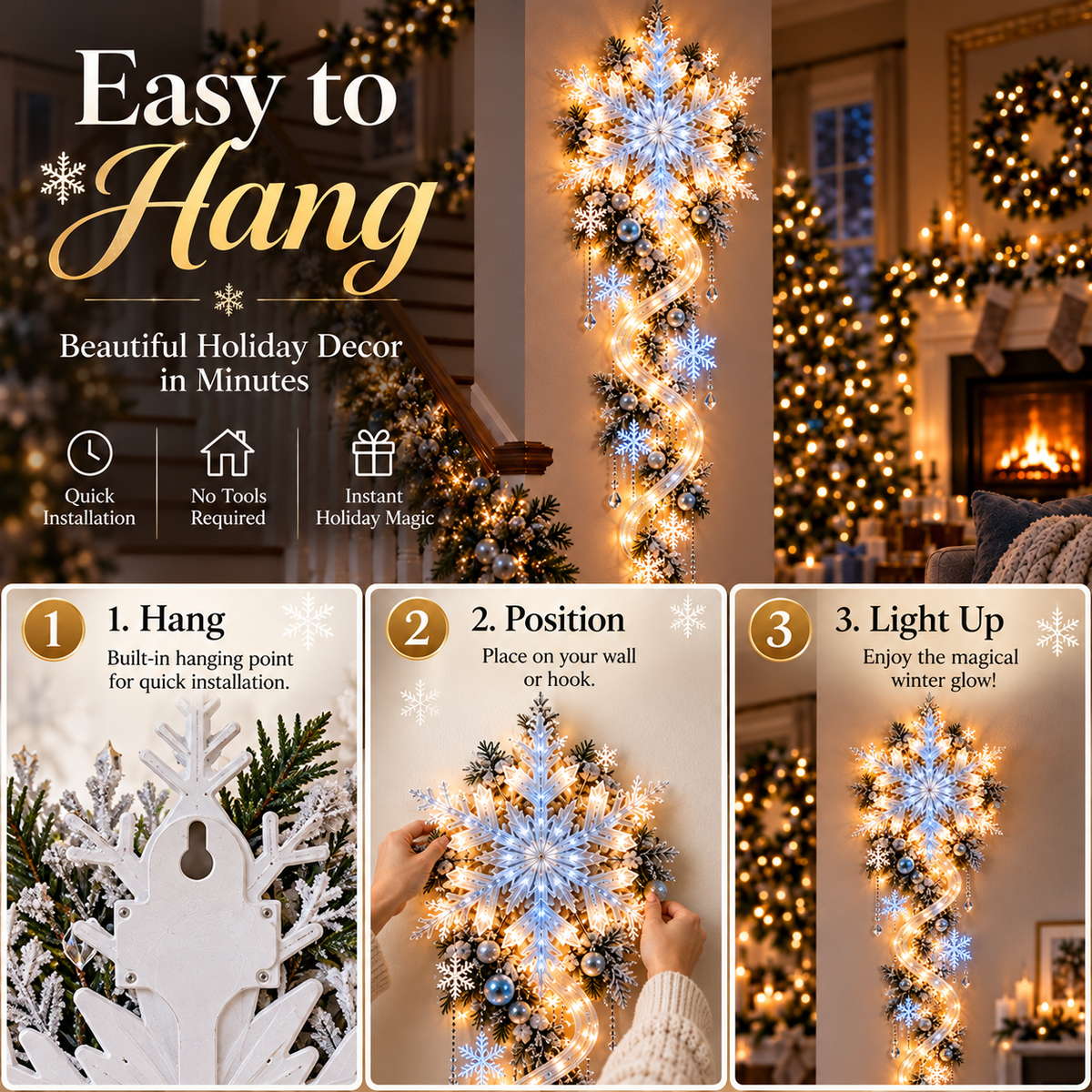 ❄️ Limited-Time Christmas Sale | Giant Snowflake Blizzard Trail™ – Turn Your Home into a Glowing Winter Wonderland 🎄✨