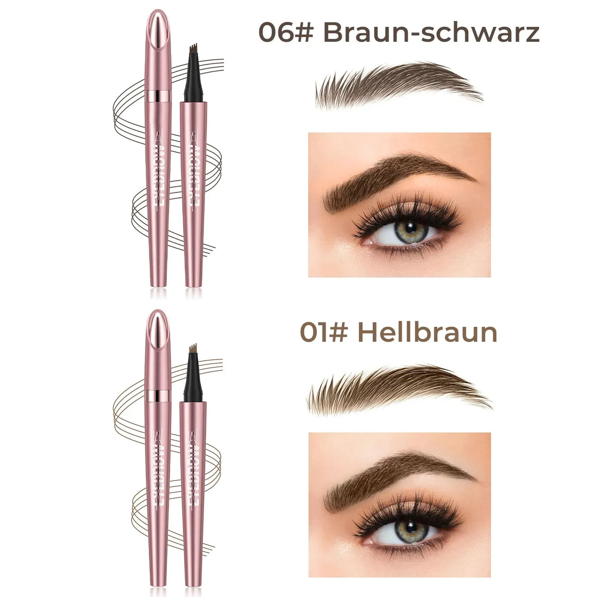🎁✨Wasserfester Micro-Fork Augenbrauenstift, langanhaltende Brownen-Pen für natürliche, haarähnliche Striche