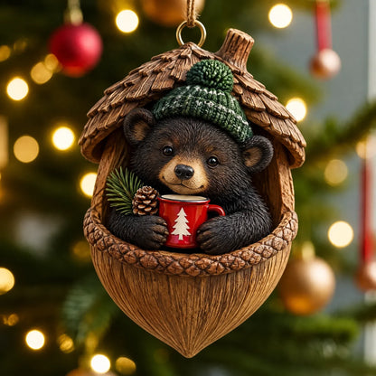 🌲 Handmade 3D Woodland Nut Hideaway Ornament — A Whimsical Christmas Tree Keepsake