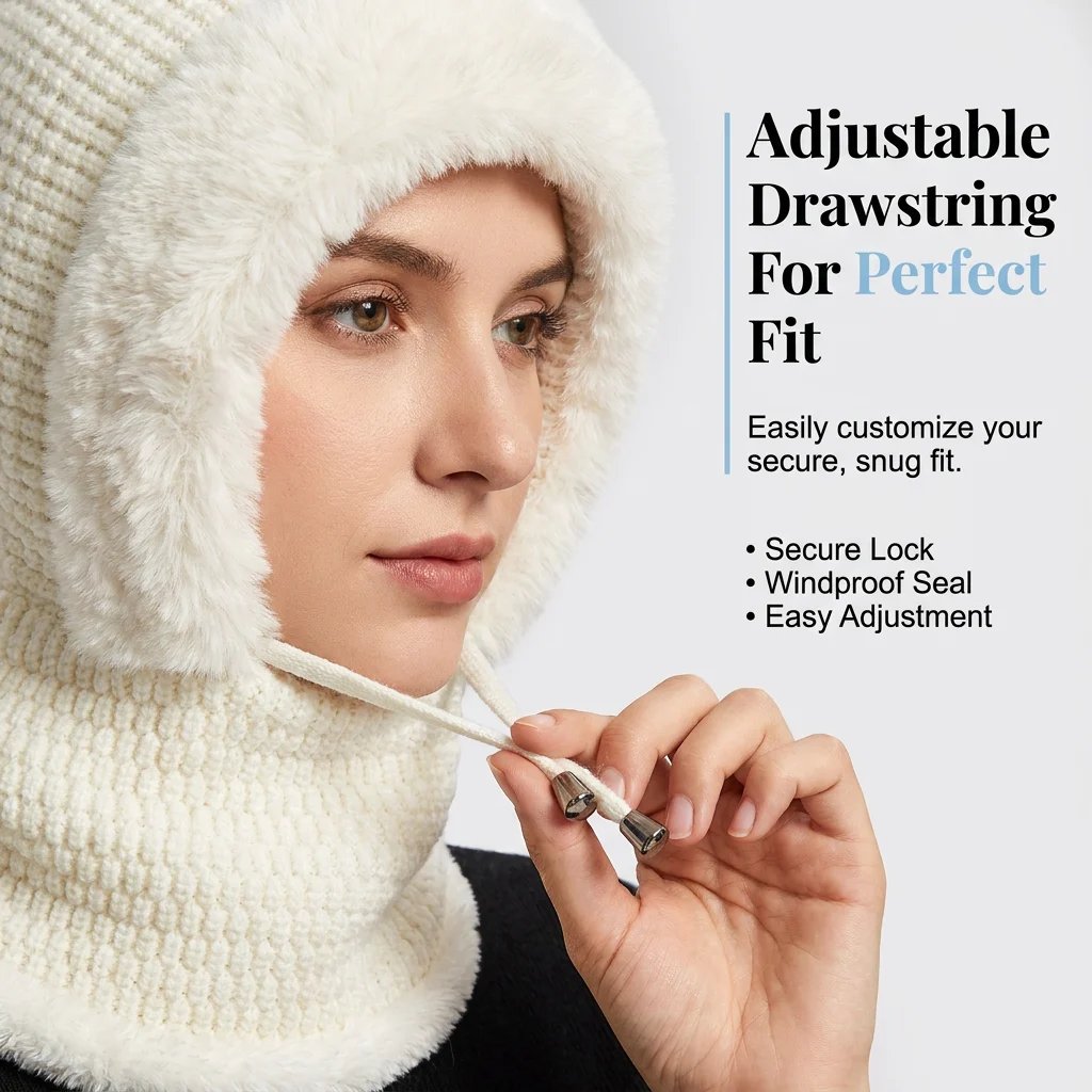 Adjustable winter hood drawstring
