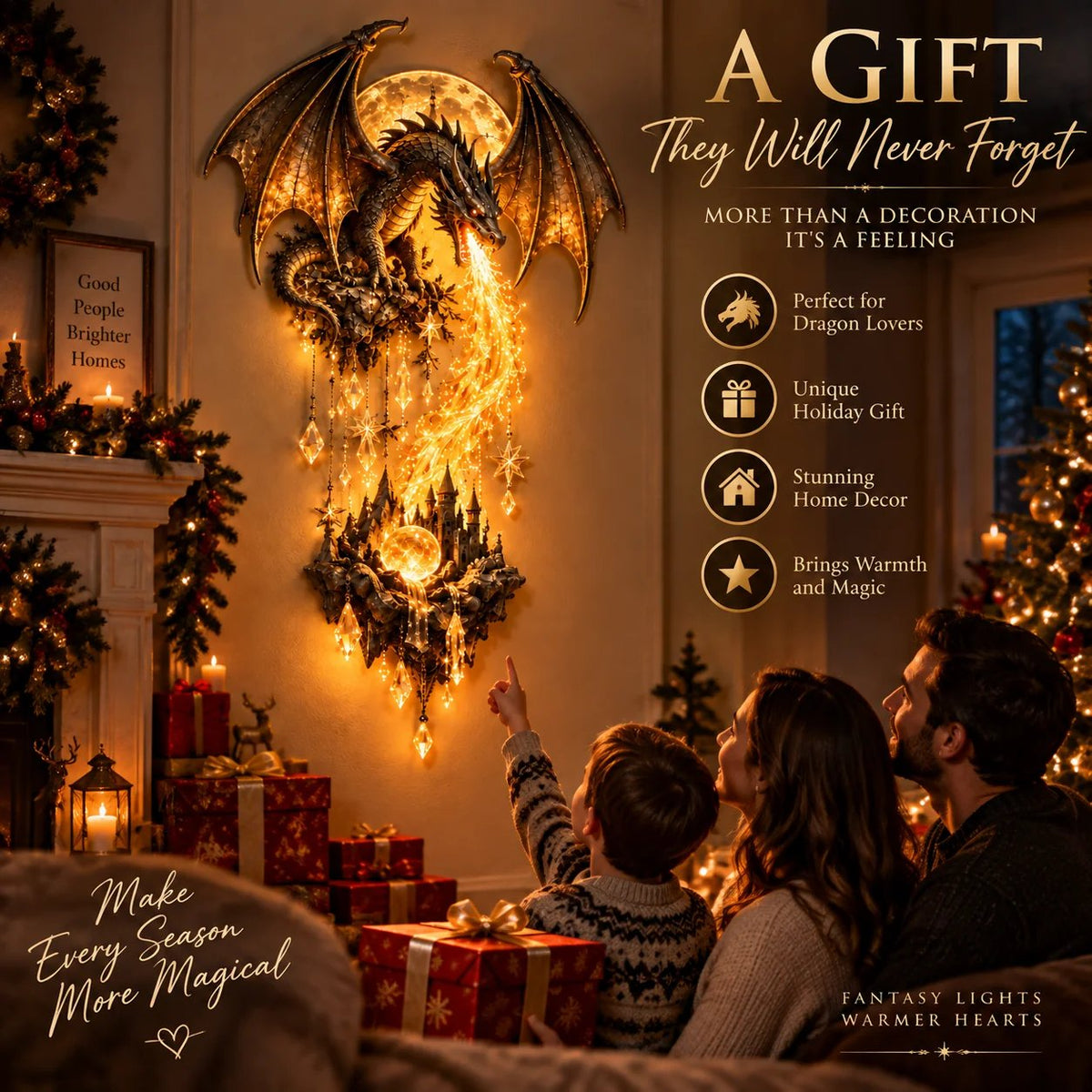 🔥 Last Day 50% OFF – 🐉 Dragonfire Moonlight Wall Lamp | Enchanted Fantasy Castle Decor 🌙