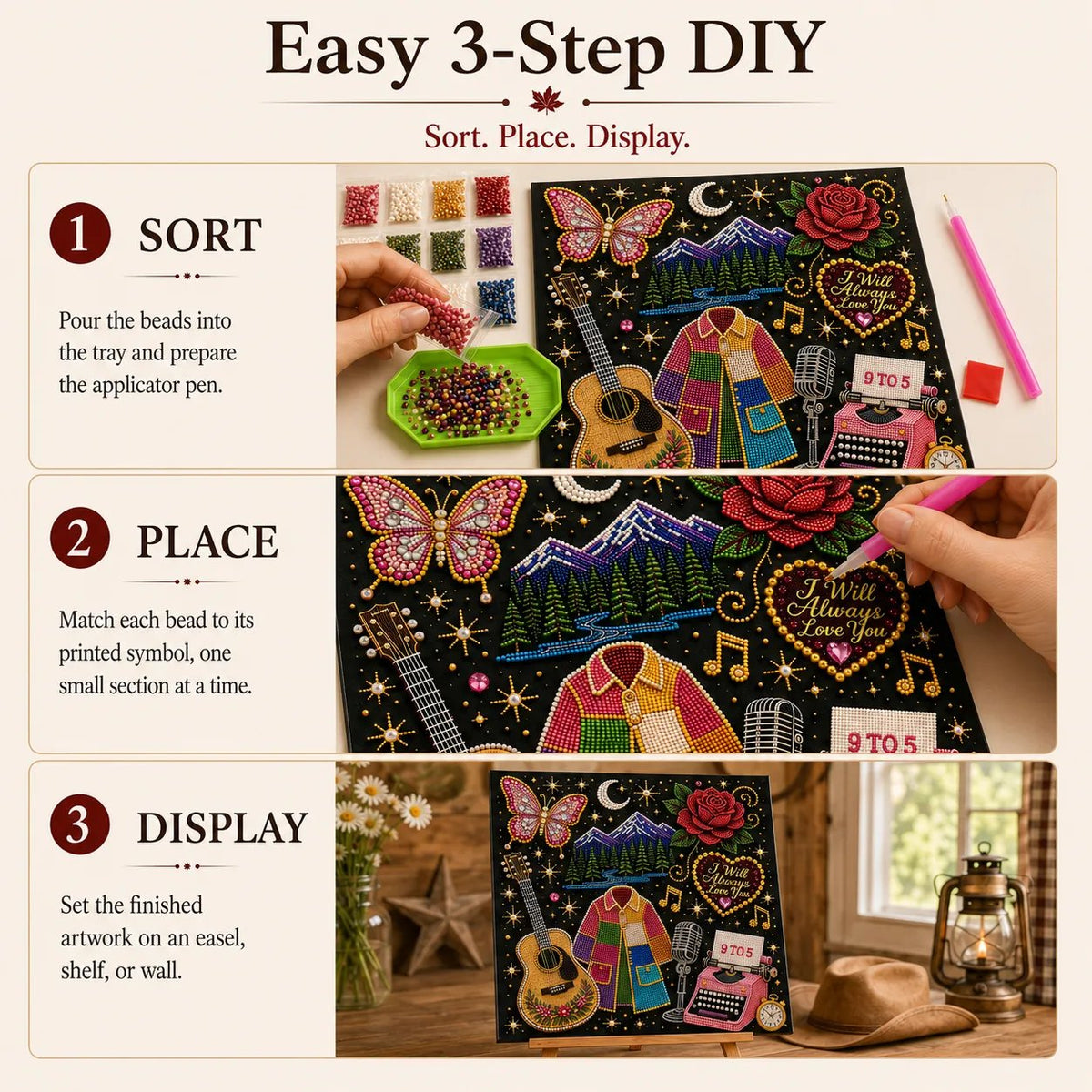 🔥 LAST DAY 50% OFF – 🎤 💕 Premium 3D Pearl Country Music Tribute Art Kit | Luxury Flocked Canvas with Scratch-Resistant Non-Fading Acrylic Resin Pearls & Faceted Drills DIY Keepsake Decor 💎✨