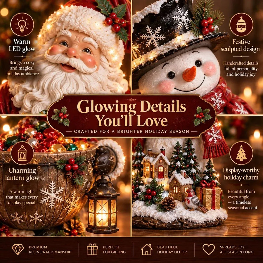 Glowing details of the Christmas candy bowl collection