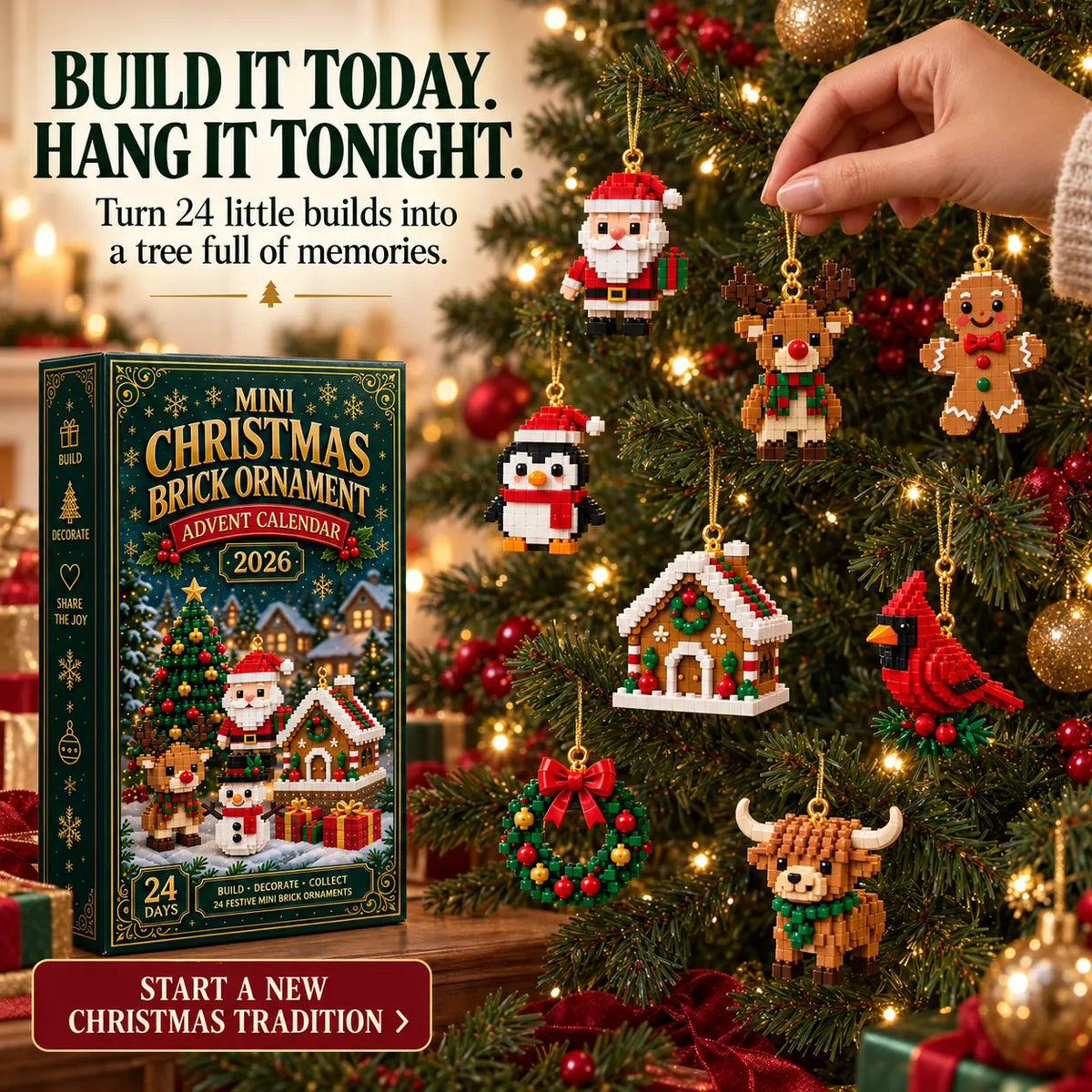 Family building Christmas mini brick ornaments
