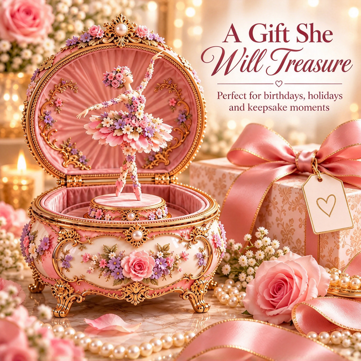🔥 LAST DAY 49% OFF 🔥 Vintage Floral Keepsake Music Box | Ballerina & Butterfly Surprise 🎁✨