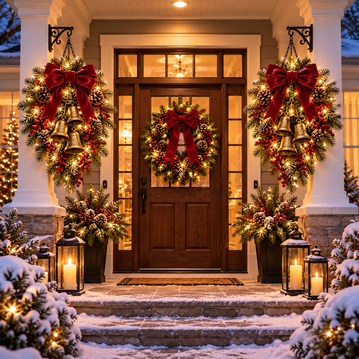 🎄 Last Day 50% OFF 🔔 Pre-Lit Christmas Bell Hanging Swag | Warm LED Lights, Vintage Bells & Zero Maintenance 🔔