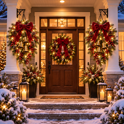 🎄 Last Day 50% OFF 🔔 Pre-Lit Christmas Bell Hanging Swag | Warm LED Lights, Vintage Bells & Zero Maintenance 🔔