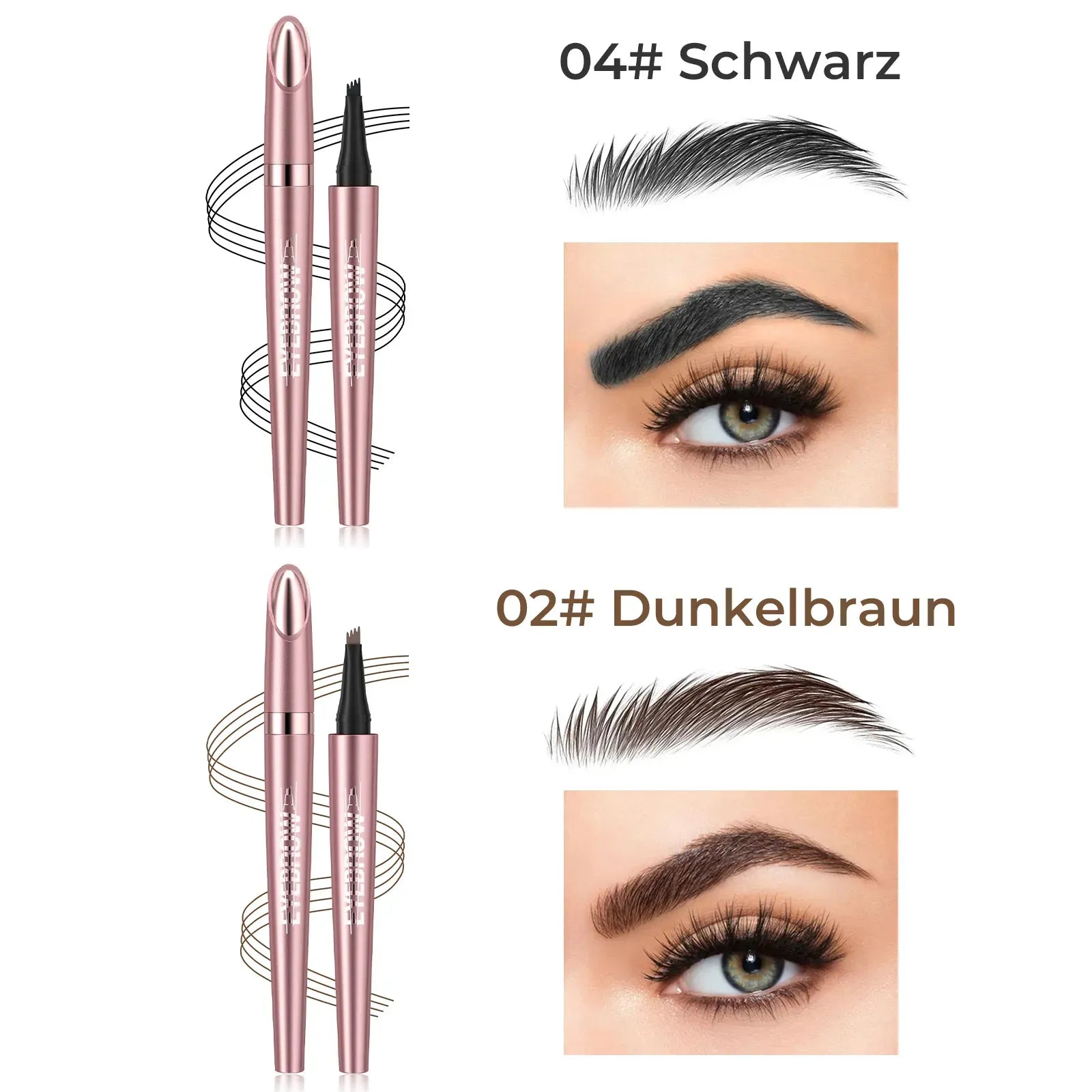🎁✨Wasserfester Micro-Fork Augenbrauenstift, langanhaltende Brownen-Pen für natürliche, haarähnliche Striche