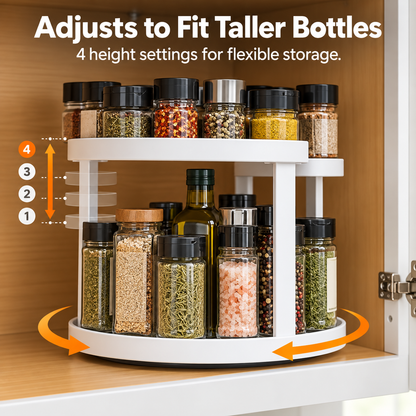 ⏳Limited Offer 50%OFF🔥2-Tier D-Shaped Adjustable Rotating Spice Organizer
