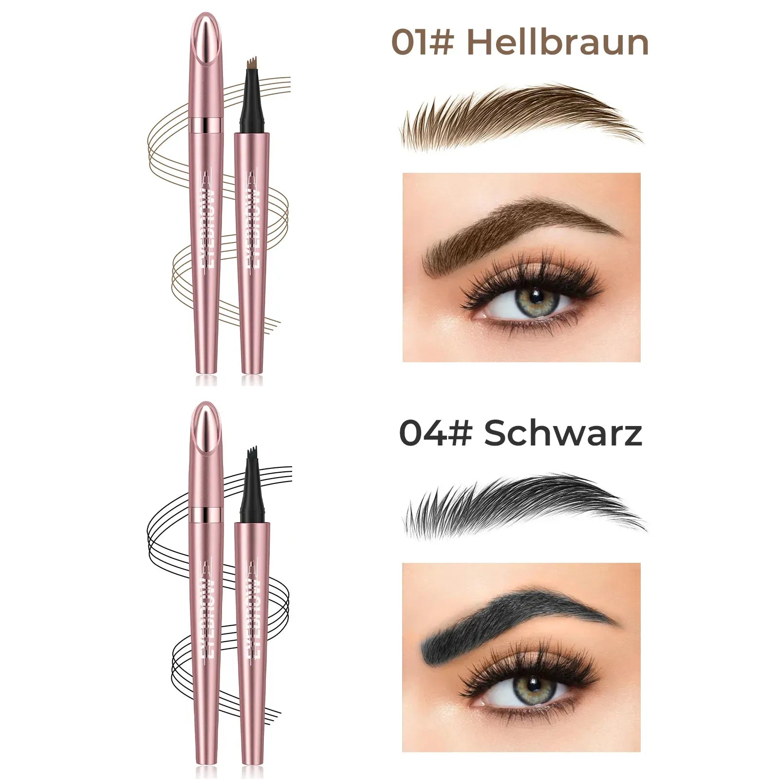 🎁✨Wasserfester Micro-Fork Augenbrauenstift, langanhaltende Brownen-Pen für natürliche, haarähnliche Striche