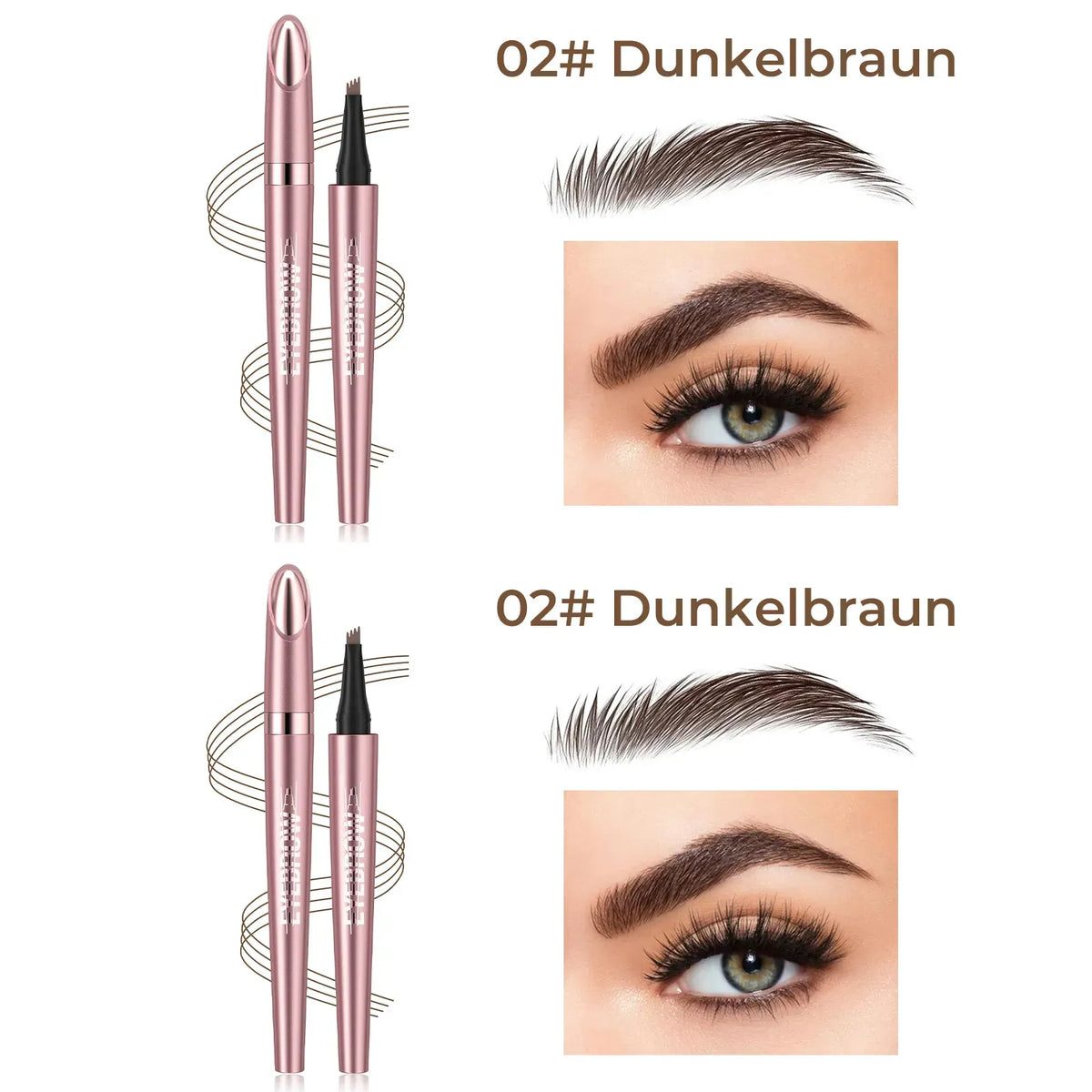 🎁✨Wasserfester Micro-Fork Augenbrauenstift, langanhaltende Brownen-Pen für natürliche, haarähnliche Striche