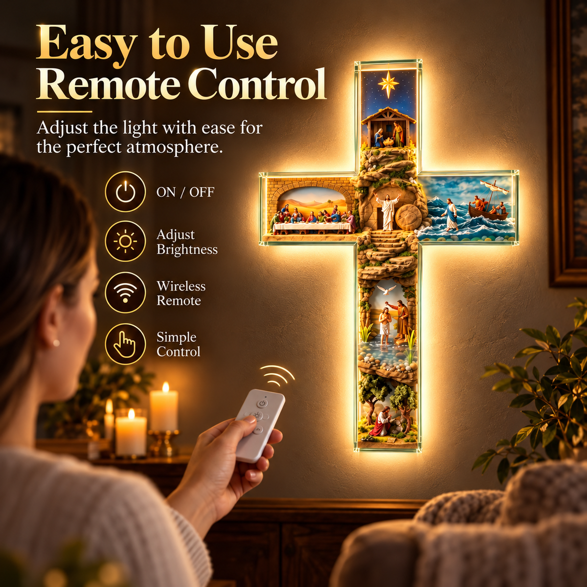 The Vigil Cross™ – Illuminated Biblical Story Wall Cross