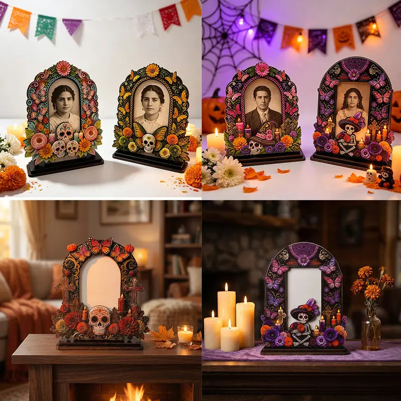 🌼 50% OFF Día de los Muertos Memorial Photo Frame – Wooden Ofrenda Decor