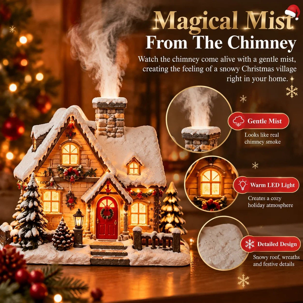 🔥 LAST DAY 50% OFF 🔥 Christmas Cottage Humidifier™ – Glowing Snow Village with Soft Mist, Warm Lights & Cozy Holiday Charm 🎄❄️✨