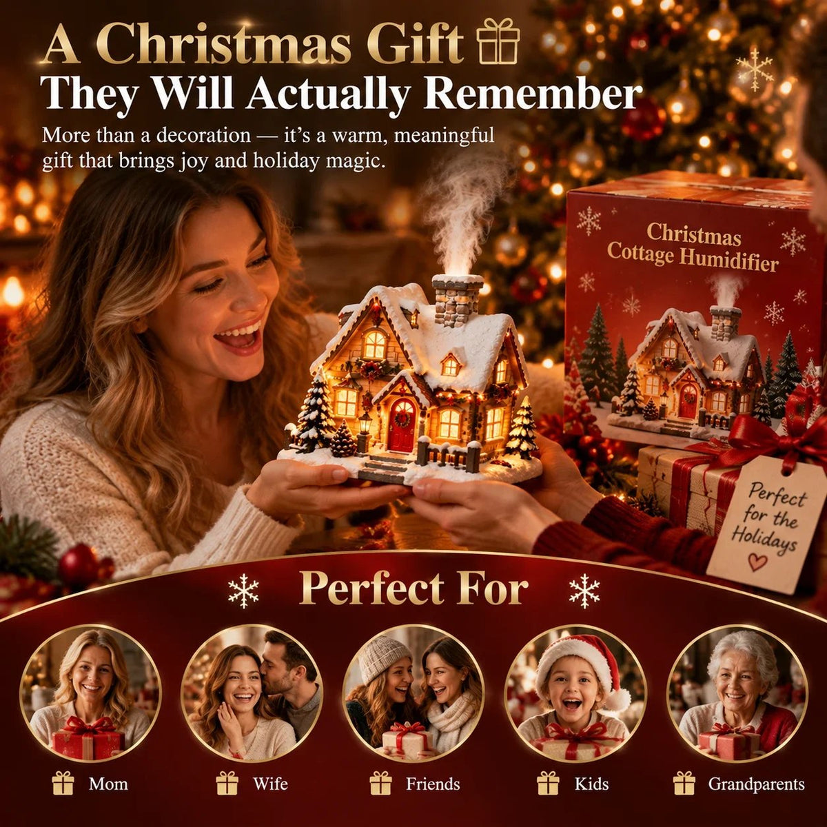 🔥 LAST DAY 50% OFF 🔥 Christmas Cottage Humidifier™ – Glowing Snow Village with Soft Mist, Warm Lights & Cozy Holiday Charm 🎄❄️✨