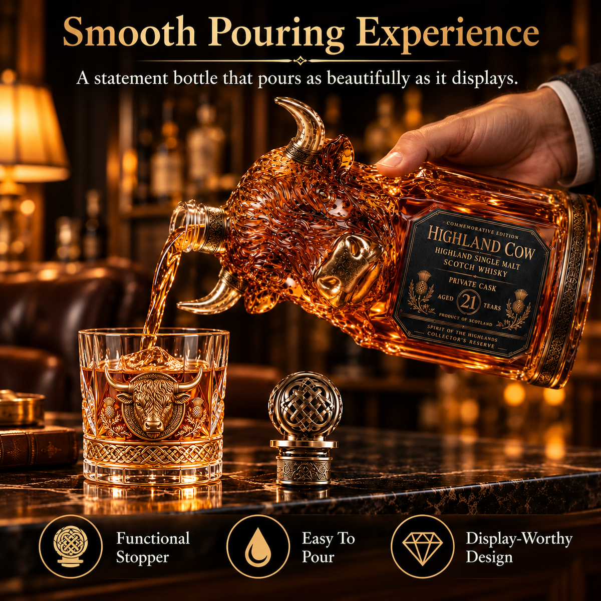 🔥 LAST DAY 50% OFF 🔥 Highland Spirit™ — Highland Cow Whiskey Decanter
