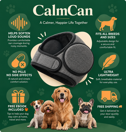 CalmEars™ Dog Noise-Reducing Ear Muffs A Softer Way Through Loud Moments.
