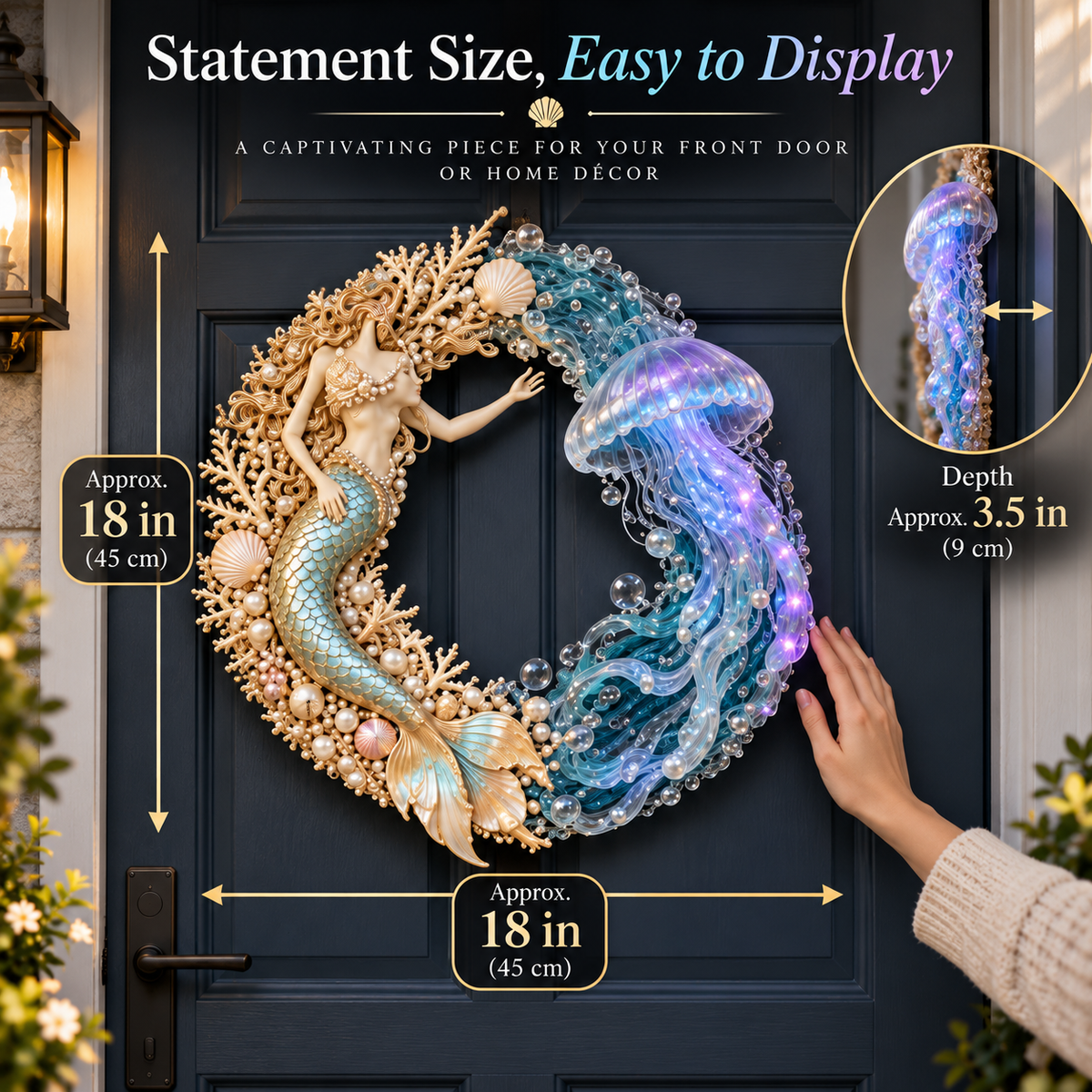 🌊 Ocean Enchantment – Lighted Mermaid & Jellyfish Wreath