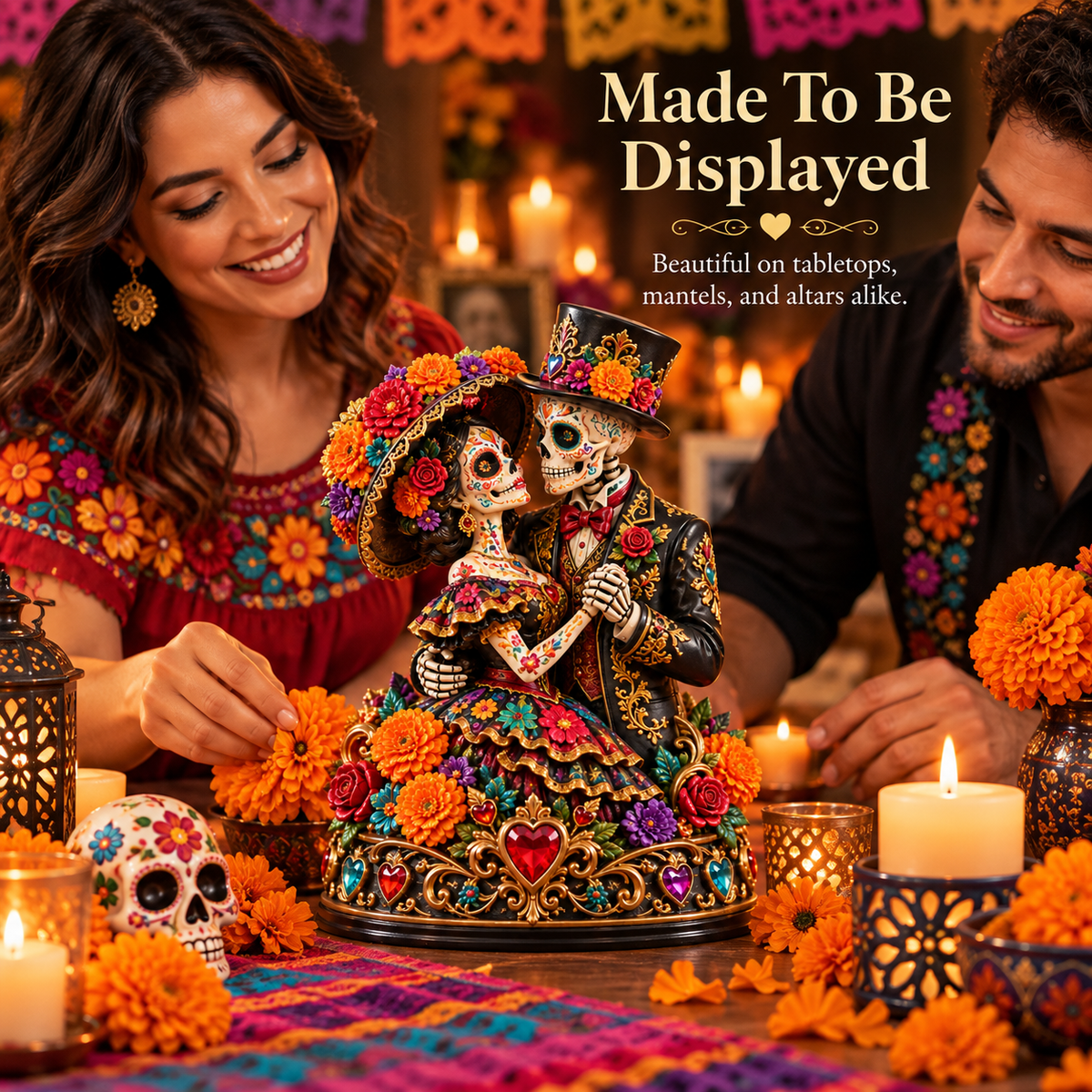 💀 LIMITED-TIME 50% OFF | 💞 Day of the Dead Catrina Figurines – Festive Couple Collectible Decor