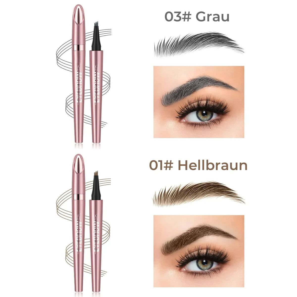 🎁✨Wasserfester Micro-Fork Augenbrauenstift, langanhaltende Brownen-Pen für natürliche, haarähnliche Striche