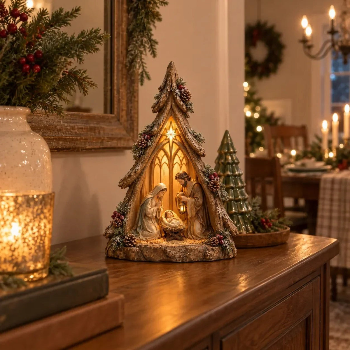 ⏰ LAST DAY 50% OFF - Old-World Lighted Nativity Trees