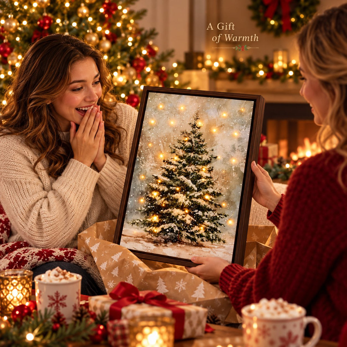 ✨Winter Woodland Light Wall Art LED Illuminated Canvas Decor for Living Room & Holiday Interior Styling